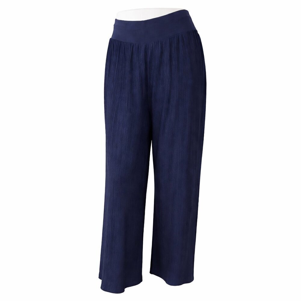 ANTHROPOLOGIE Navy Pleated Palazzo Pants Size M